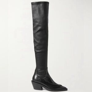 KHAITE Leather Black Over-the-Knee Boots sz 36.5